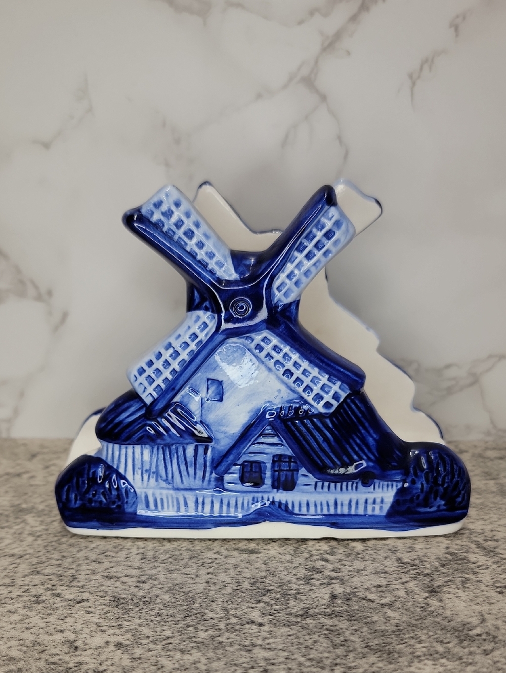 Vintage Delft Blue Windmill napkin holder